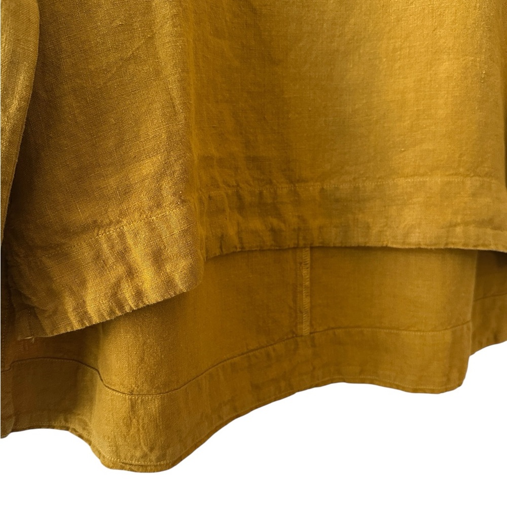Cut Loose Mustard Linen Hi-Low Tunic Top XS - Picture 5 of 7